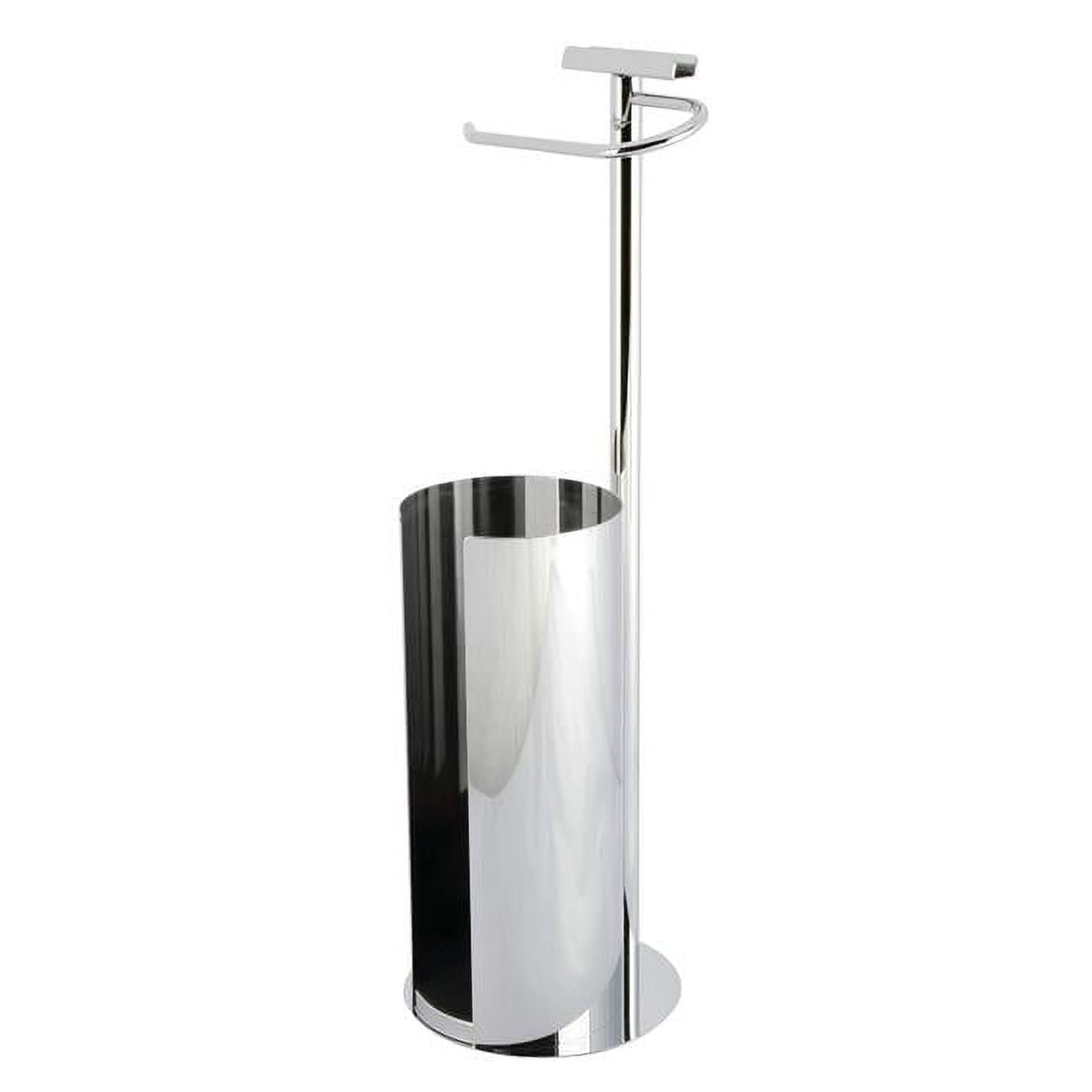 Polished Chrome Freestanding Toilet Paper Holder with Storage and Phone Stand