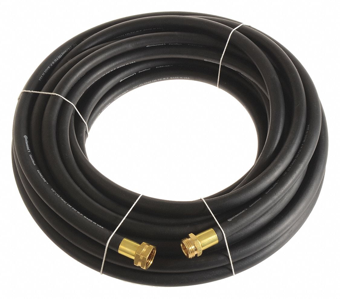 Continental Garden Hose,1/2" ID x 100 ft.,Black CWH050-100MF-G
