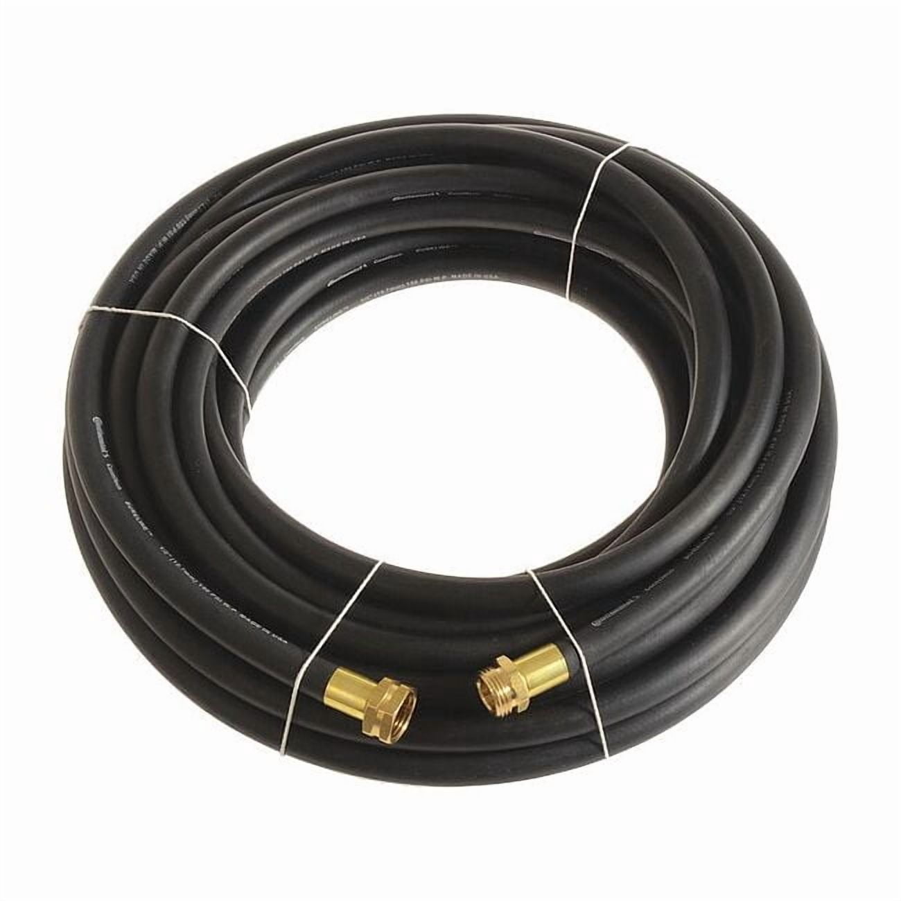 1/2 in ID x 75 ft L Garden Hose, EPDM Tube, Black, Brass x Brass Fitting CWH050-75MF-G