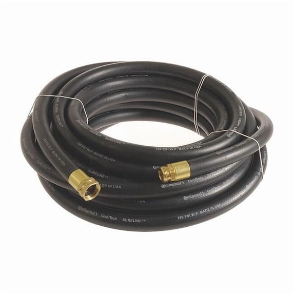 1 in ID x 100 ft L Garden Hose, EPDM Tube, Black, Brass x Brass Fitting