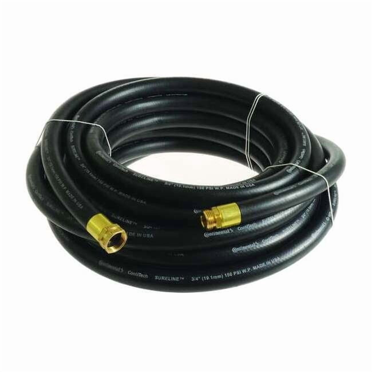 3/4 in ID x 100 ft L Garden Hose, EPDM Tube, Black, Brass x Brass Fitting CWH075-100MF-G