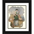 thumbnail image 1 of Continental School 12x14 Black Ornate Wood Framed Double Matted Museum Art Print Titled: Girl with Two Children, Hound and Birds (19th Century), 1 of 5