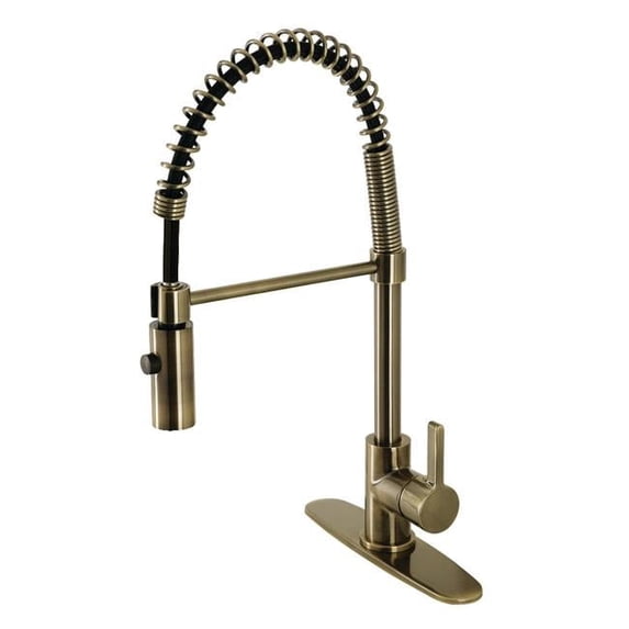 Continental Single-Handle Pre-Rinse Kitchen Faucet, Antique Brass
