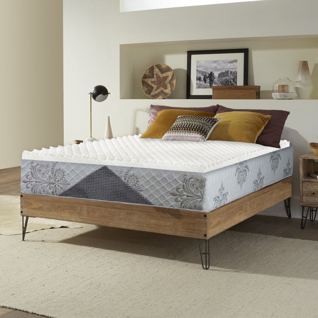 Continental Sleep, 1” Convoluted CertiPUR-US Foam Mattress Topper, Queen