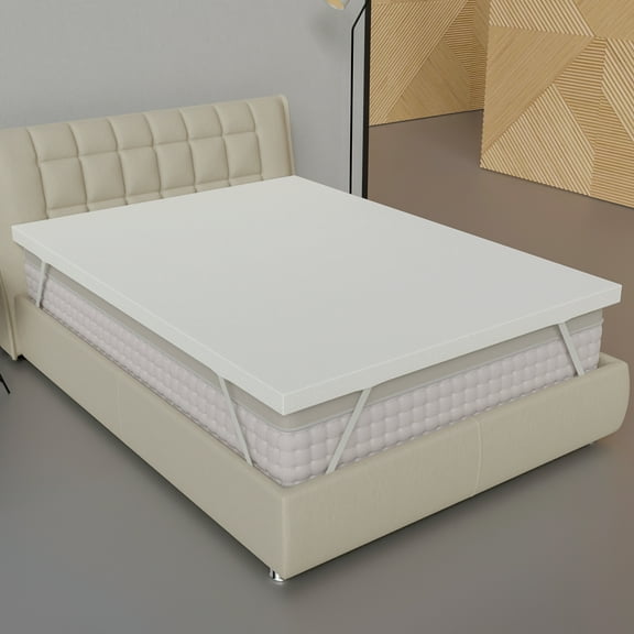 Continental Sleep, 1" Medium Firm Mattress Toppers with Breathable Cover, Twin, White