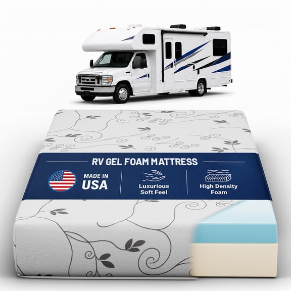 Continental Sleep, 10-Inch Gel Memory Foam RV Mattress Replacement, Medium Firm, Travel Camper Trailer Truck and Bunk, Pressure-Relief Support, 75" x 30"