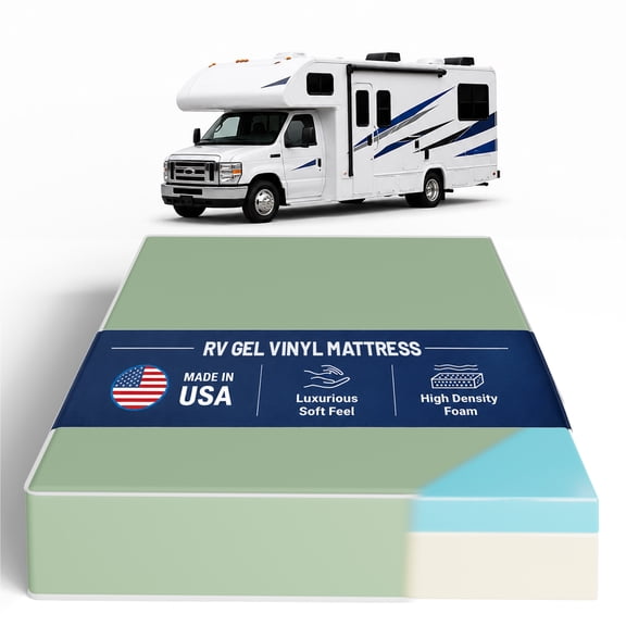 Continental Sleep, 10-Inch Gel Memory Foam RV Mattress Replacement with Vinyl Cover, Medium Firm & Waterproof, Travel Camper Trailer Truck and Bunk, Pressure-Relief Support, 75" x 30"