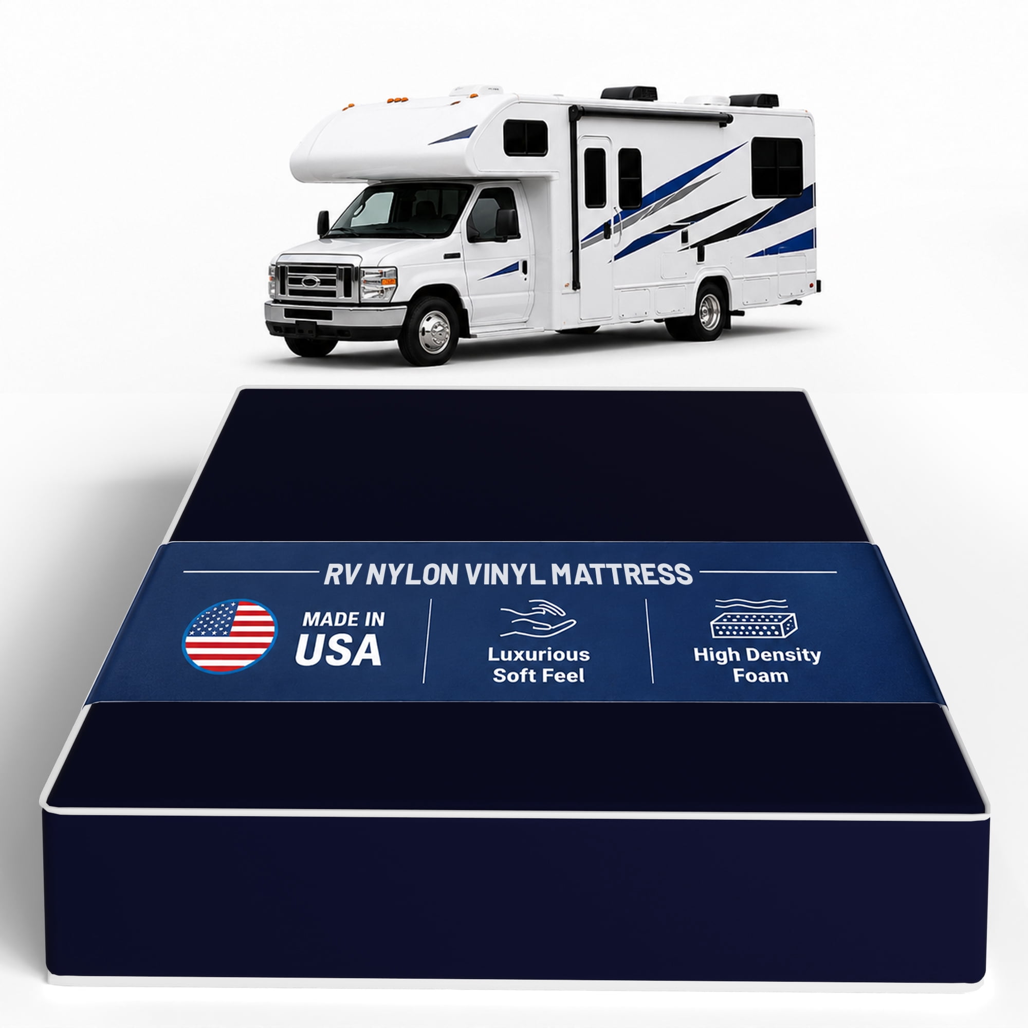 Continental Sleep, 10-Inch High Density Foam RV Mattress Replacement with Nylon Vinyl Cover, Waterproof, Medium Firm, Travel Camper Trailer Truck and Bunk, Pressure-Relief Support, 72" x 36"