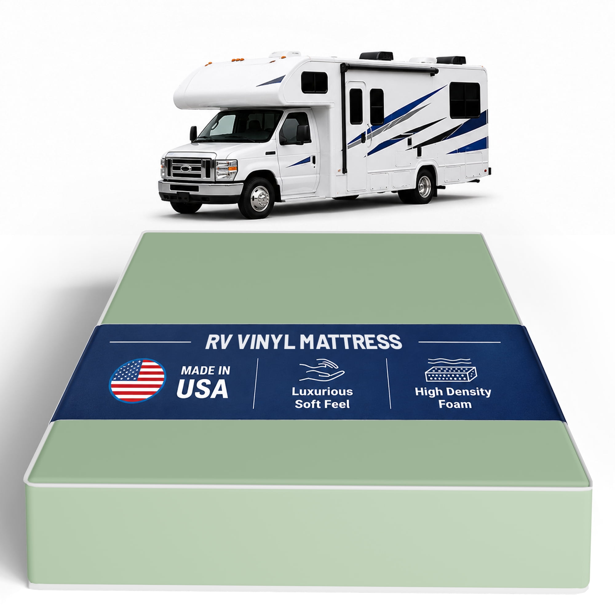 Continental Sleep, 10-Inch High Density Foam RV Mattress Replacement with Vinyl Cover, Medium Firm, Travel Camper Trailer Truck and Bunk, Pressure-Relief Support, Full