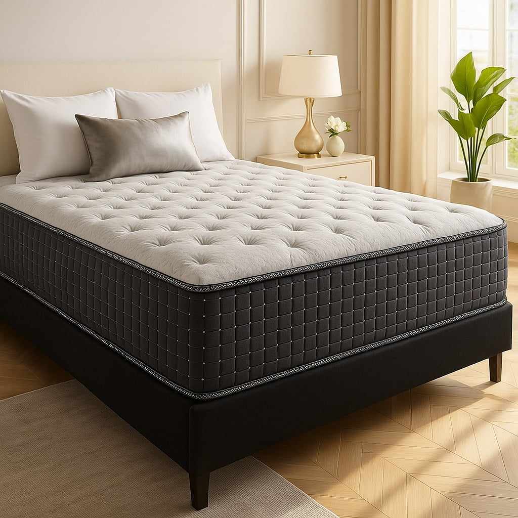 Continental Sleep, 14" Medium Firm Hybrid Mattress-w/Heavy Damask Fabric, Pocket Coils for Motion Isolation, Pressure Relief & Cooling-Reinforced Edges, H/D Foam Base, 2" Soft Quilted Top, Queen