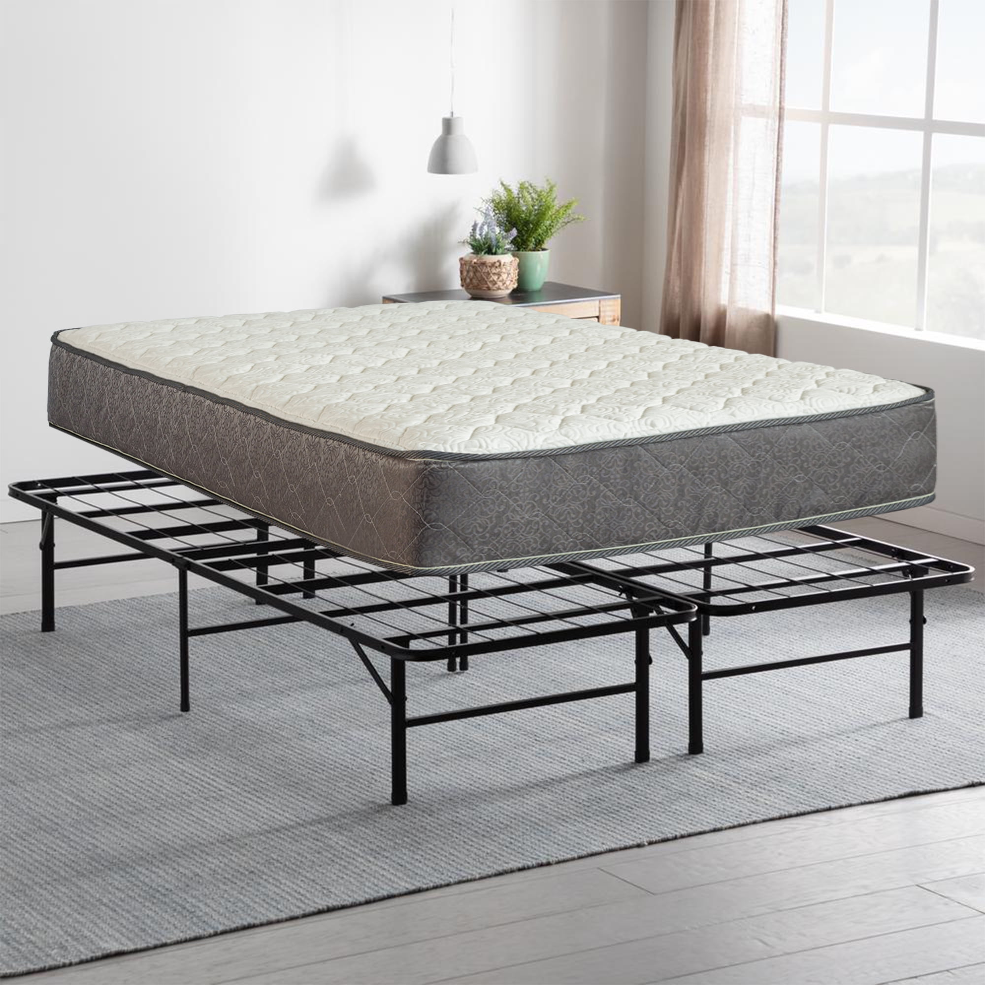 Continental Sleep, 14" Metal Platform Bed and 10" Hybrid Mattress, Full
