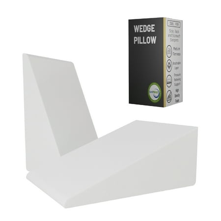 Continental Sleep, 24-Inch Mattress System Bed Wedge Pillow Foam Incline, Multi-Purpose, Comfortable, Heartburn, Legs and Back Support for Acid Reflux, Increases Blood Flow, White