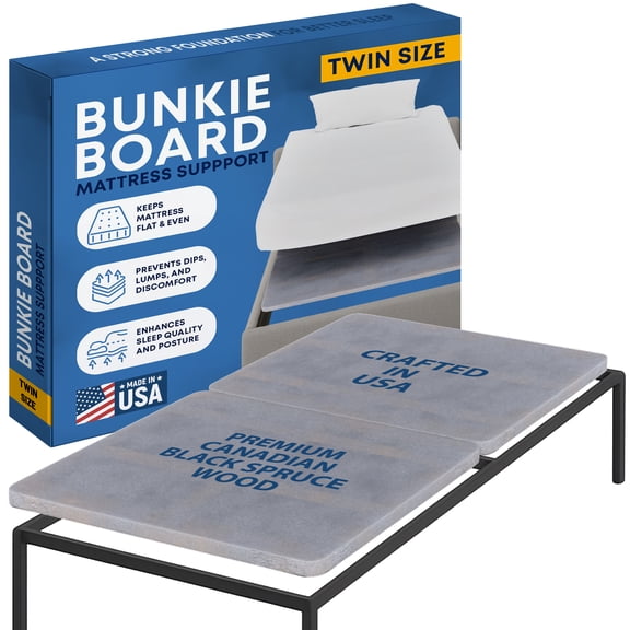 Continental Sleep, 38MM Wood Bunkie Board for Twin Size Bed - Under Mattress Support Board, Fully Assembled, Fabric Ventilation Cover - Replaces Wooden Slats or Box Spring for Bed Frames