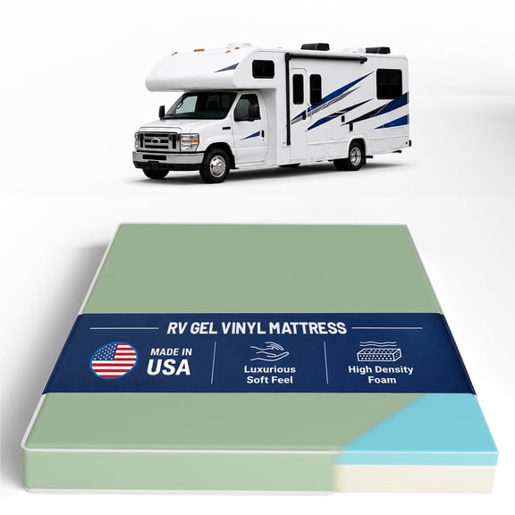 Continental Sleep, 4-Inch Gel Memory Foam RV Mattress Replacement with Vinyl Cover, Medium Firm & Waterproof, Travel Camper Trailer Truck and Bunk, Pressure-Relief Support, Queen