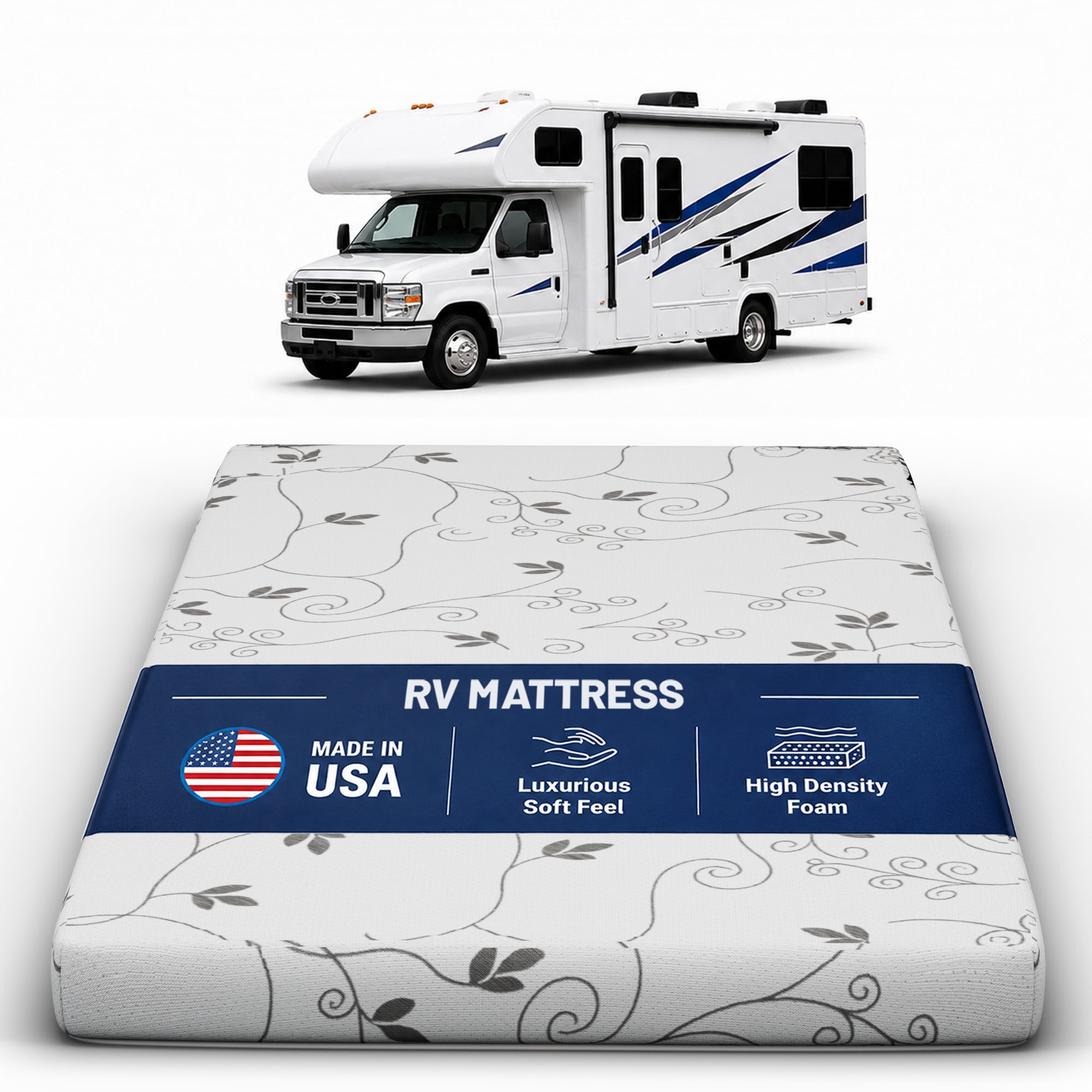Continental Sleep, 4-Inch High Density Foam RV Mattress Replacement, Medium Firm, Travel Camper Trailer Truck and Bunk, Pressure-Relief Support, 72" x 36"