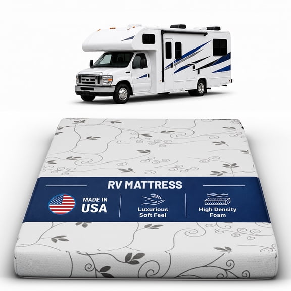 Continental Sleep, 4-Inch High Density Foam RV Mattress Replacement, Medium Firm, Travel Camper Trailer Truck and Bunk, Pressure-Relief Support, 75" x 32"
