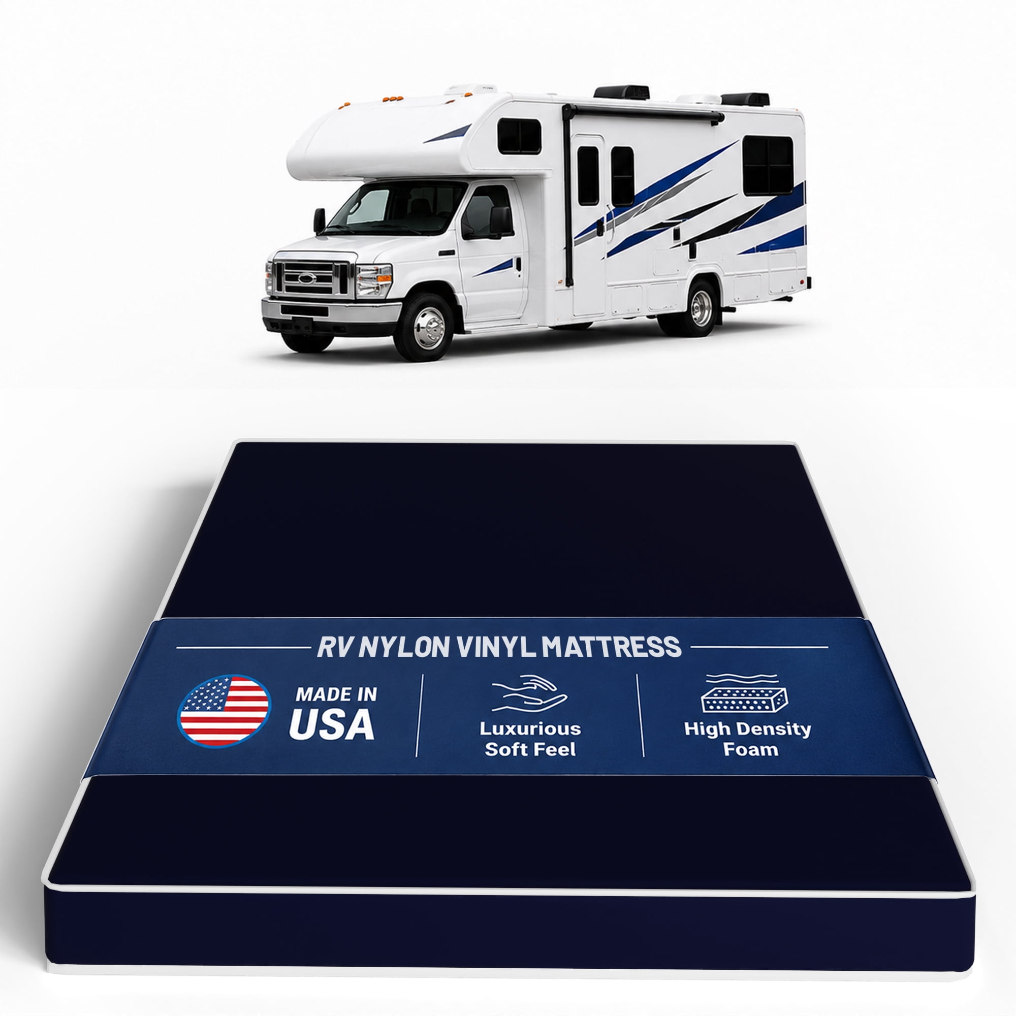 Continental Sleep, 4-Inch High Density Foam RV Mattress Replacement with Nylon Vinyl Cover, Waterproof, Medium Firm, Travel Camper Trailer Truck and Bunk, Pressure-Relief Support, 72" x 36"