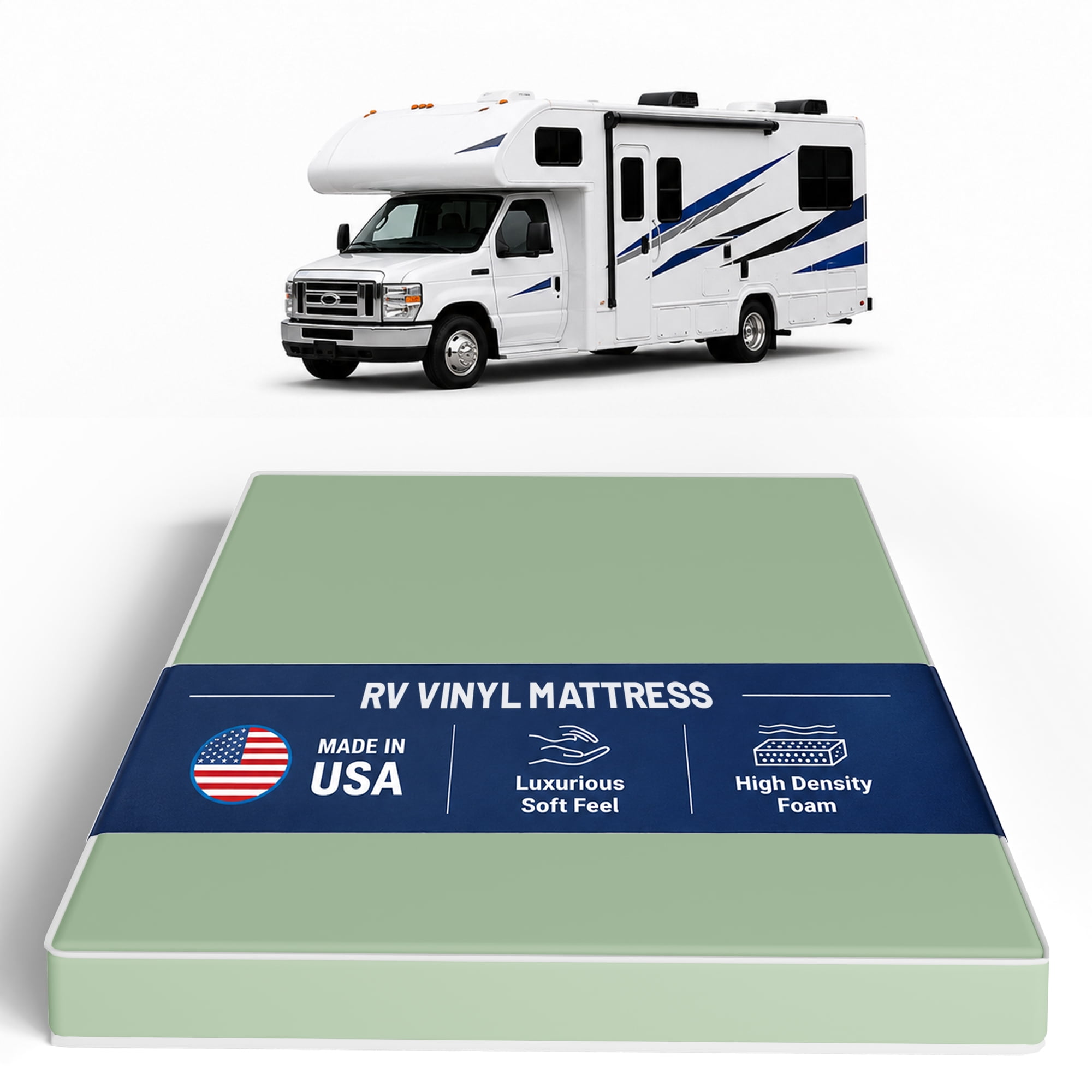 Continental Sleep, 4-Inch High Density Foam RV Mattress Replacement with Vinyl Cover, Medium Firm, Travel Camper Trailer Truck and Bunk, Pressure-Relief Support, 80" x 30"