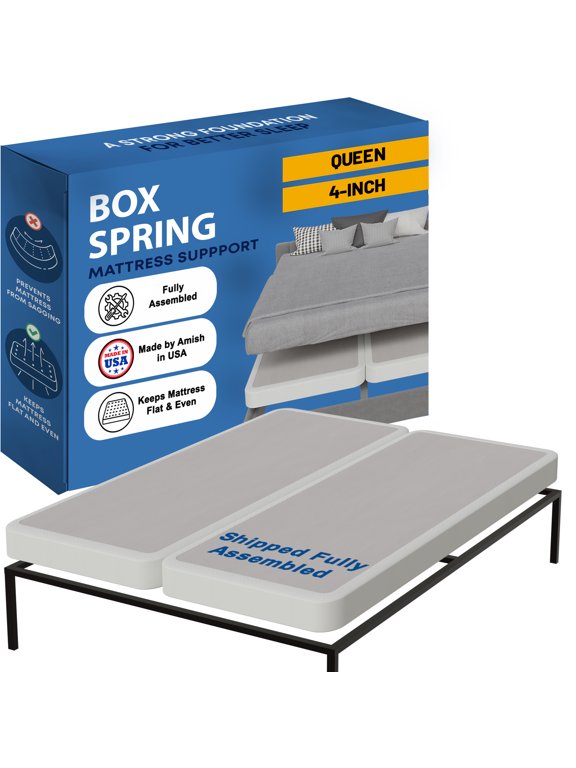, 4" Split wood Box Spring/Foundation for Mattress, Queen