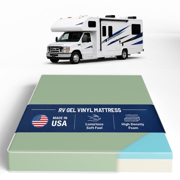 Continental Sleep, 6-Inch Gel Memory Foam RV Mattress Replacement with Vinyl Cover, Medium Firm & Waterproof, Travel Camper Trailer Truck and Bunk, Pressure-Relief Support, Queen