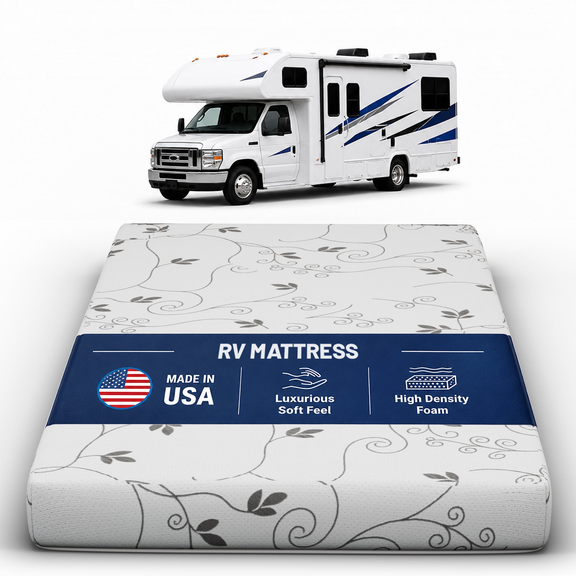 Continental Sleep, 6-Inch High Density Foam RV Mattress Replacement, Medium Firm, Travel Camper Trailer Truck and Bunk, Pressure-Relief Support, 80" x 30"