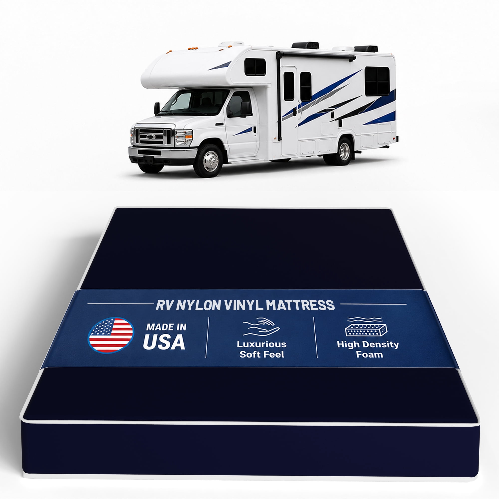 Continental Sleep, 6-Inch High Density Foam RV Mattress Replacement with Nylon Vinyl Cover, Waterproof, Medium Firm, Travel Camper Trailer Truck and Bunk, Pressure-Relief Support, 75" x 30"
