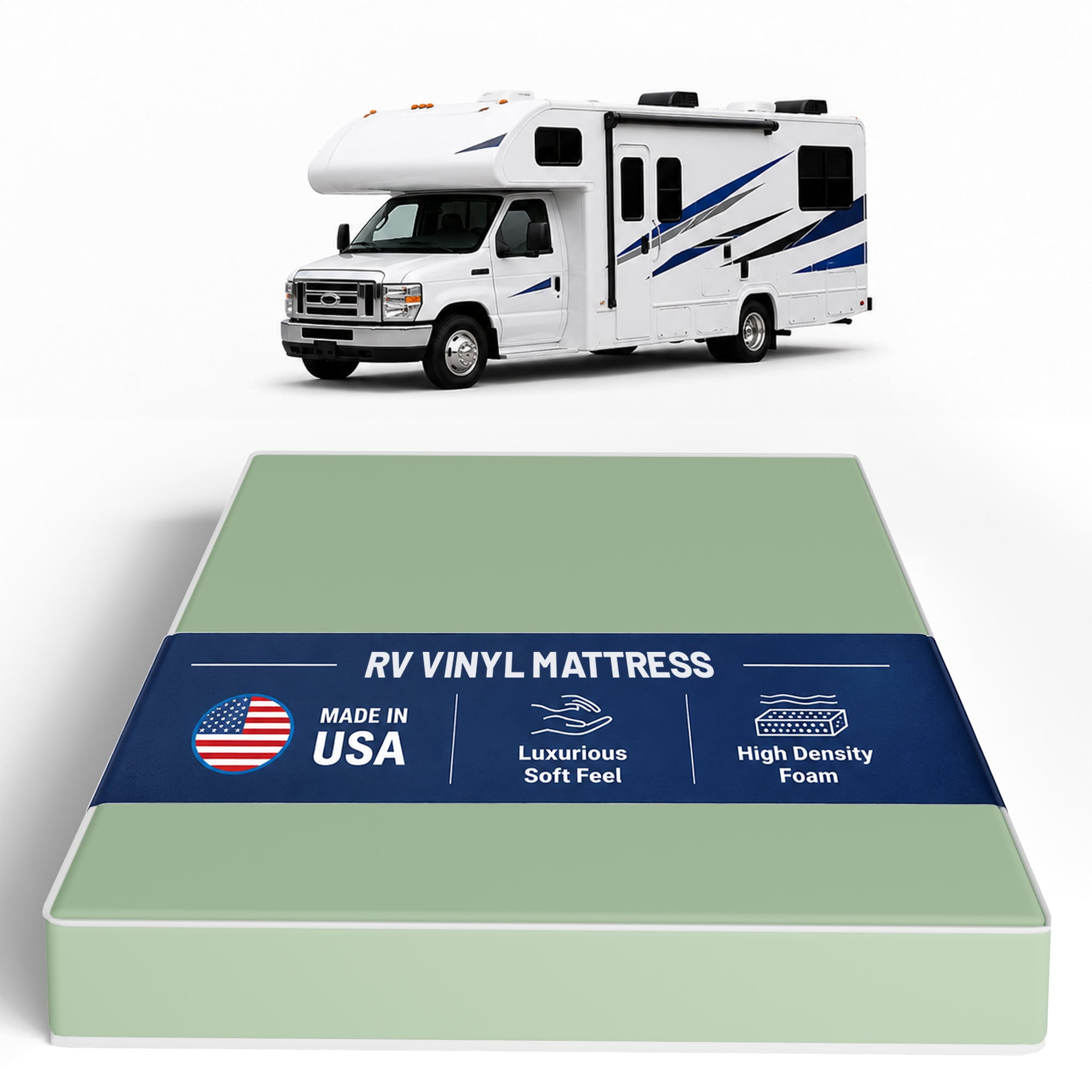 Continental Sleep, 6-Inch High Density Foam RV Mattress Replacement with Vinyl Cover, Medium Firm, Travel Camper Trailer Truck and Bunk, Pressure-Relief Support, Twin