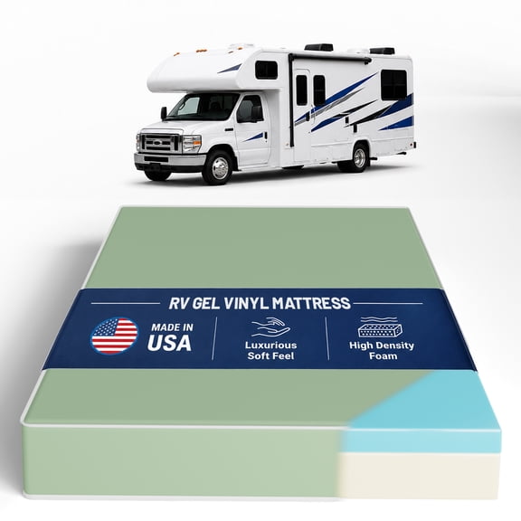 Continental Sleep, 8-Inch Gel Memory Foam RV Mattress Replacement with Vinyl Cover, Medium Firm & Waterproof, Travel Camper Trailer Truck and Bunk, Pressure-Relief Support, Queen