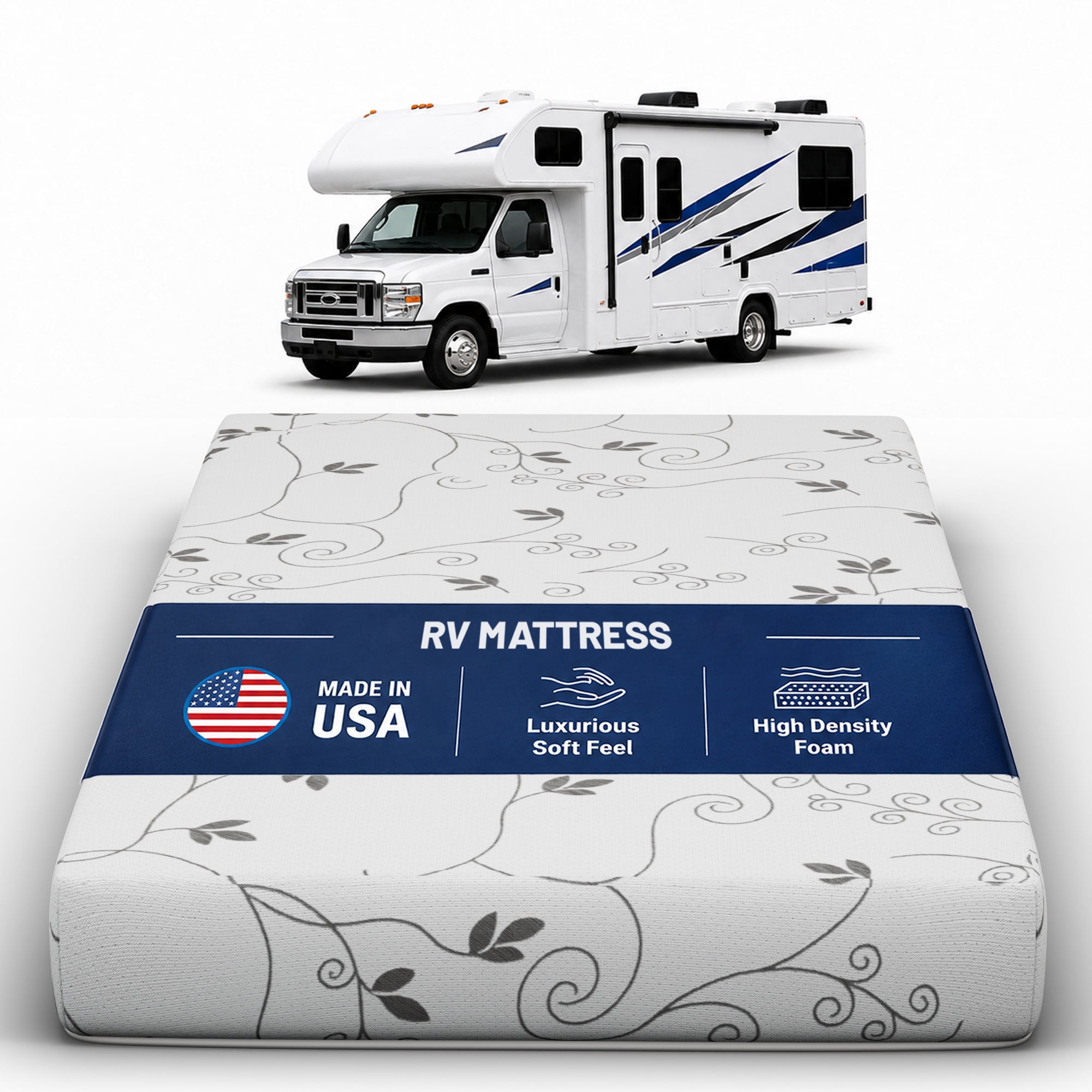 Continental Sleep, 8-Inch High Density Foam RV Mattress Replacement, Medium Firm, Travel Camper Trailer Truck and Bunk, Pressure-Relief Support, Full
