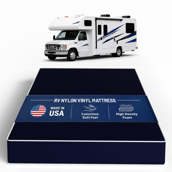 Continental Sleep, 8-Inch High Density Foam RV Mattress Replacement with Nylon Vinyl Cover, Waterproof, Medium Firm, Travel Camper Trailer Truck and Bunk, Pressure-Relief Support, 75" x 30"