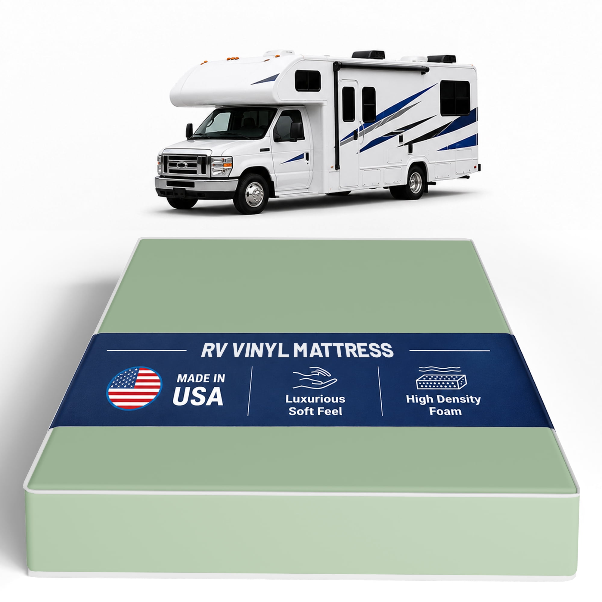 Continental Sleep, 8-Inch High Density Foam RV Mattress Replacement with Vinyl Cover, Medium Firm, Travel Camper Trailer Truck and Bunk, Pressure-Relief Support, Twin XL