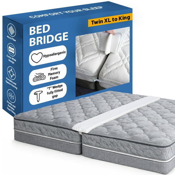 Continental Sleep, 80 Bed Bridge Pad, Twin XL to King Mattress Converter Kit, Gap Filler for Adjustable Mattresses, Good for Guests Stay Overs & Family Room, White
