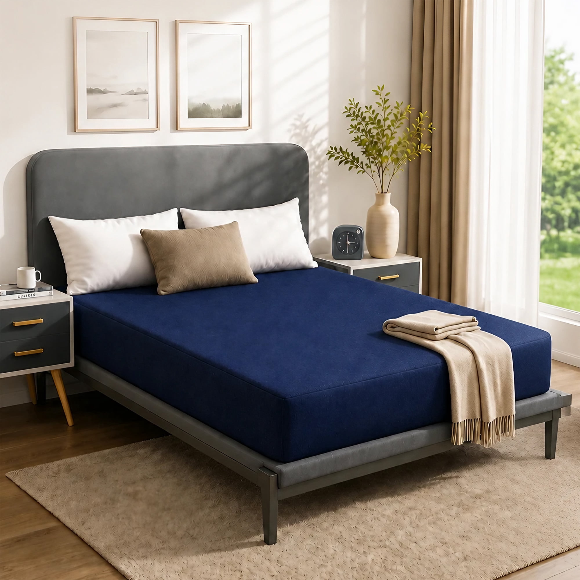 Continental Sleep, 9-Inch Medium Firm Water Resistance Nylon Vinyl Foam Mattress, Noiseless, Soft Cloud Feeling, Body Heat Reflection, Good for Hospital and Camp, Twin, Blue