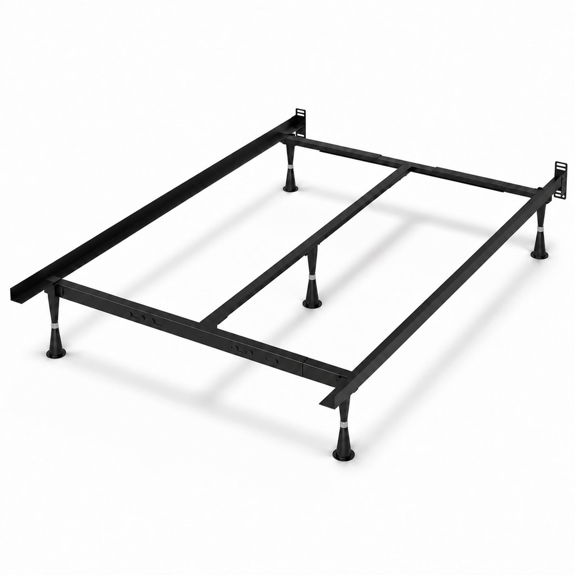 Continental Sleep, Advanced Metal Bed Frame for Box Spring and Mattress, Iron Center Support, Headboard Attachable, Noise-Free, Tool-Free Easy Assembly, 5-Legs Support, Queen, Black