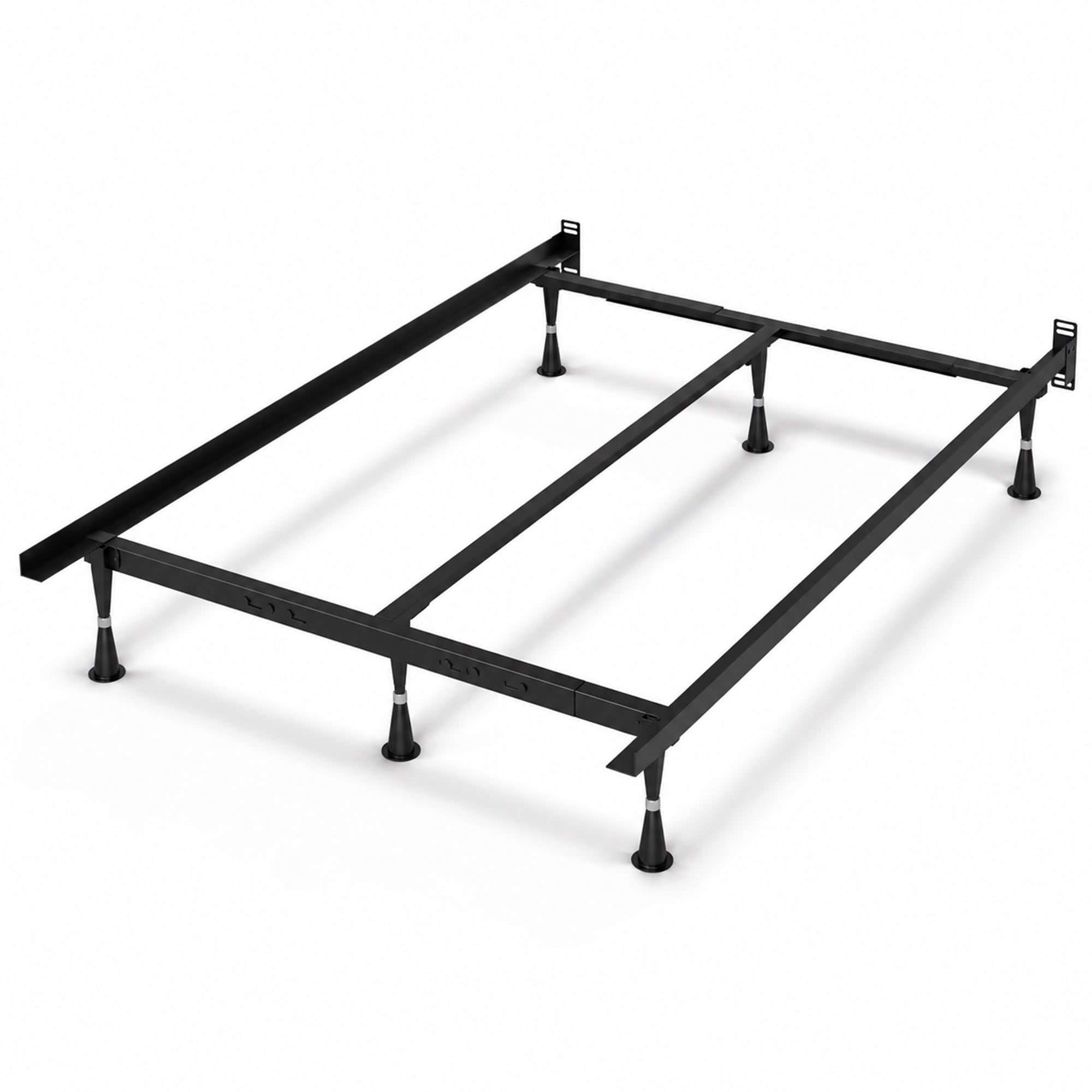 Continental Sleep, Advanced Metal Bed Frame for Box Spring and Mattress, Iron Center Support, Headboard Attachable, Noise-Free, Tool-Free Easy Assembly, 6-Legs Support, King, Black