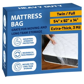 Continental Sleep, Mattress Bag for Moving & Storage, Heavy-Duty Mattress-Protector Cover, Waterproof Mattresses Storage Bags, Polyurethane, Tear Resistant, Twin/Full