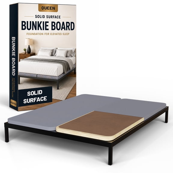 Continental Sleep, Premium 38mm Solid Surface Wood Bunkie Board Queen Size Bed Frames, 2-Piece Under Mattress Support Board, Fabric Ventilation Cover, Replaces Wooden Slats or Box Spring