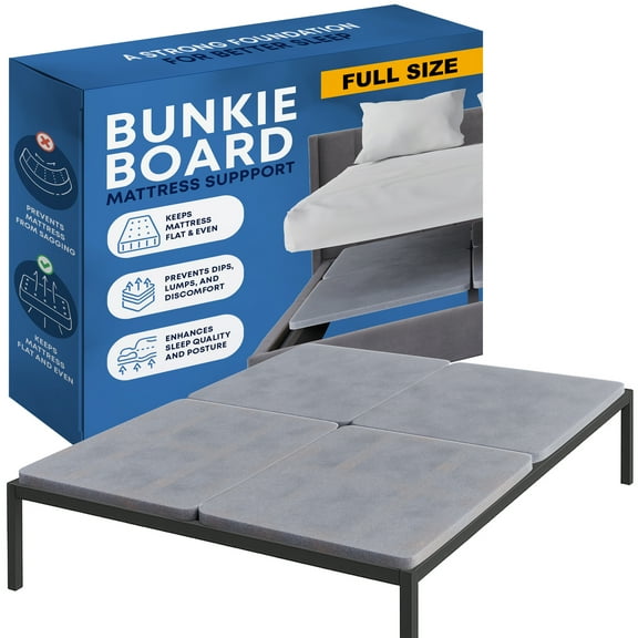 Continental Sleep, Premium 38mm Split Wood Bunkie Board for Full Size Bed, 4-Piece Under Mattress Support Board, Fabric Ventilation Cover, Replaces Wooden Slats or Box Spring for Bed Frames