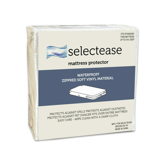 Continental Sleep, Premium Zippered Mattress Protector with Breathable and Noiseless Feature, Water Proof, Premium Quality Fabric Zippered, Fits Mattress 6-Inch to 9-Inch, Twin, White