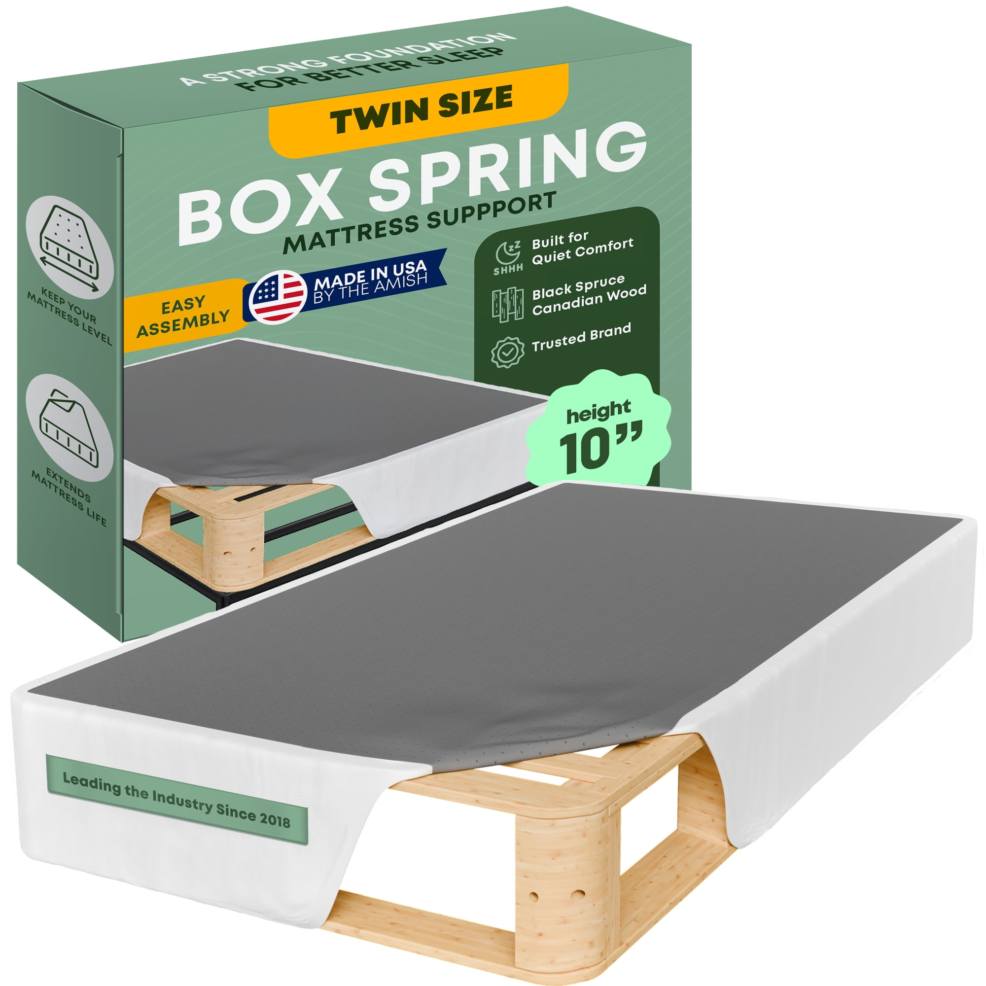 Continental Sleep, Unassembled Twin Box Spring for Twin Bed, 10-Inch ...