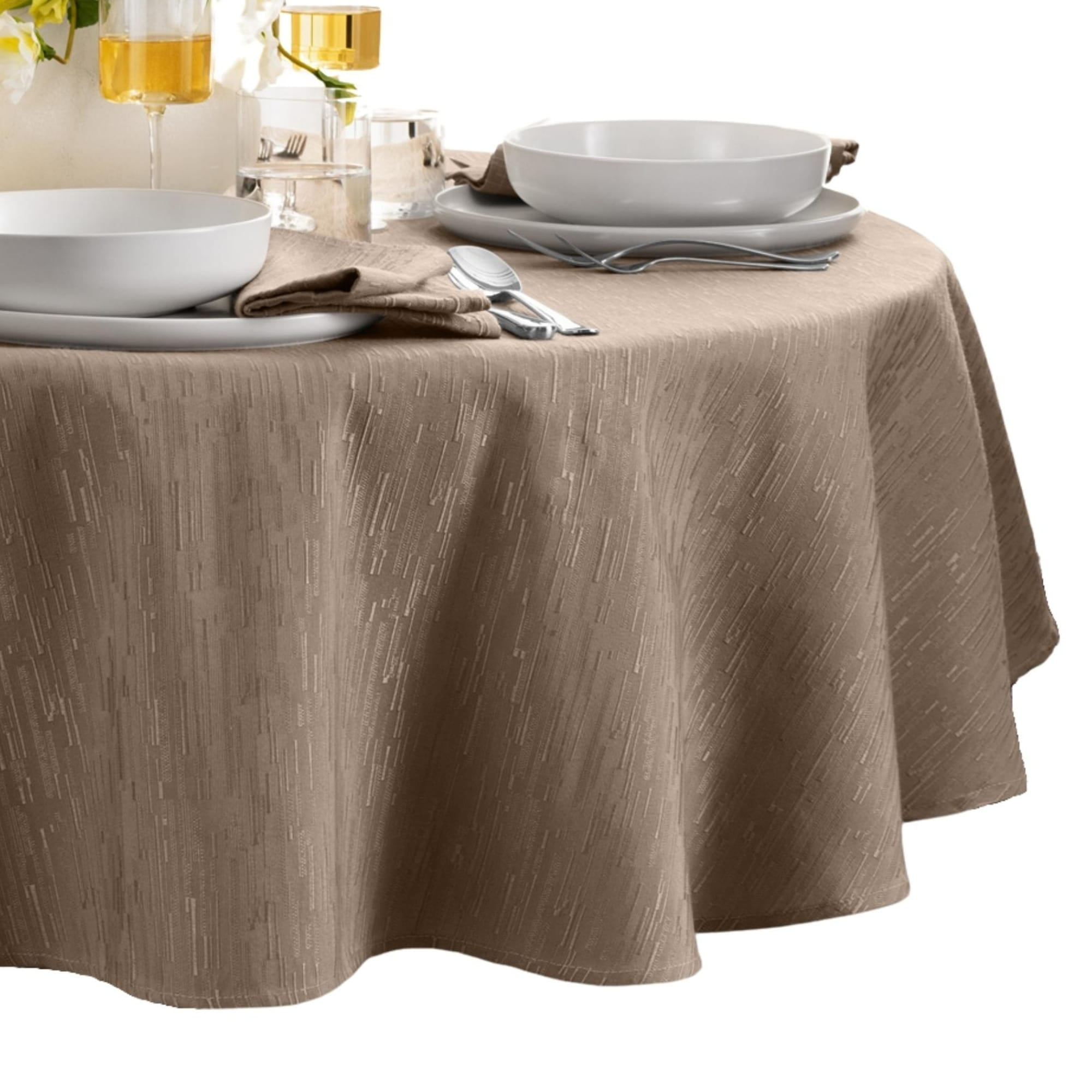 Taupe Oval Water and Stain Resistant Polyester Tablecloth