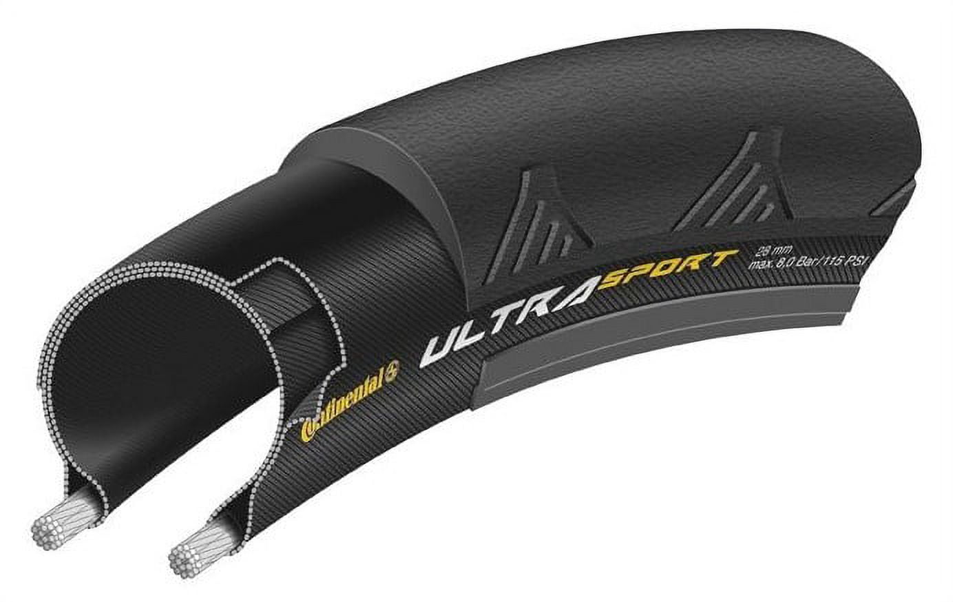 Continental Ultra Sport II Bicycle Tire, 27in x 1 1&frasl;8in, Wire Bead