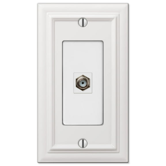Amerelle Continental Single Coaxial Cast Metal Wallplate in White