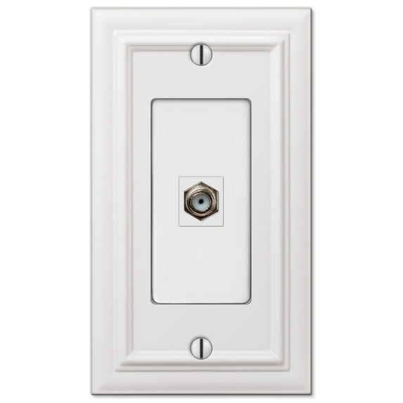 Amerelle Continental Single Coaxial Cast Metal Wallplate in White