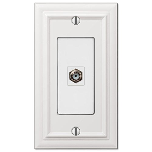 Amerelle Continental Single Coaxial Cast Metal Wallplate in White