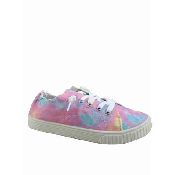 Continue-10 Women's Causal Thick Sole Comfort Slip On Round Toe Flat Sneaker Shoes (Pink Tie Dye, 9)
