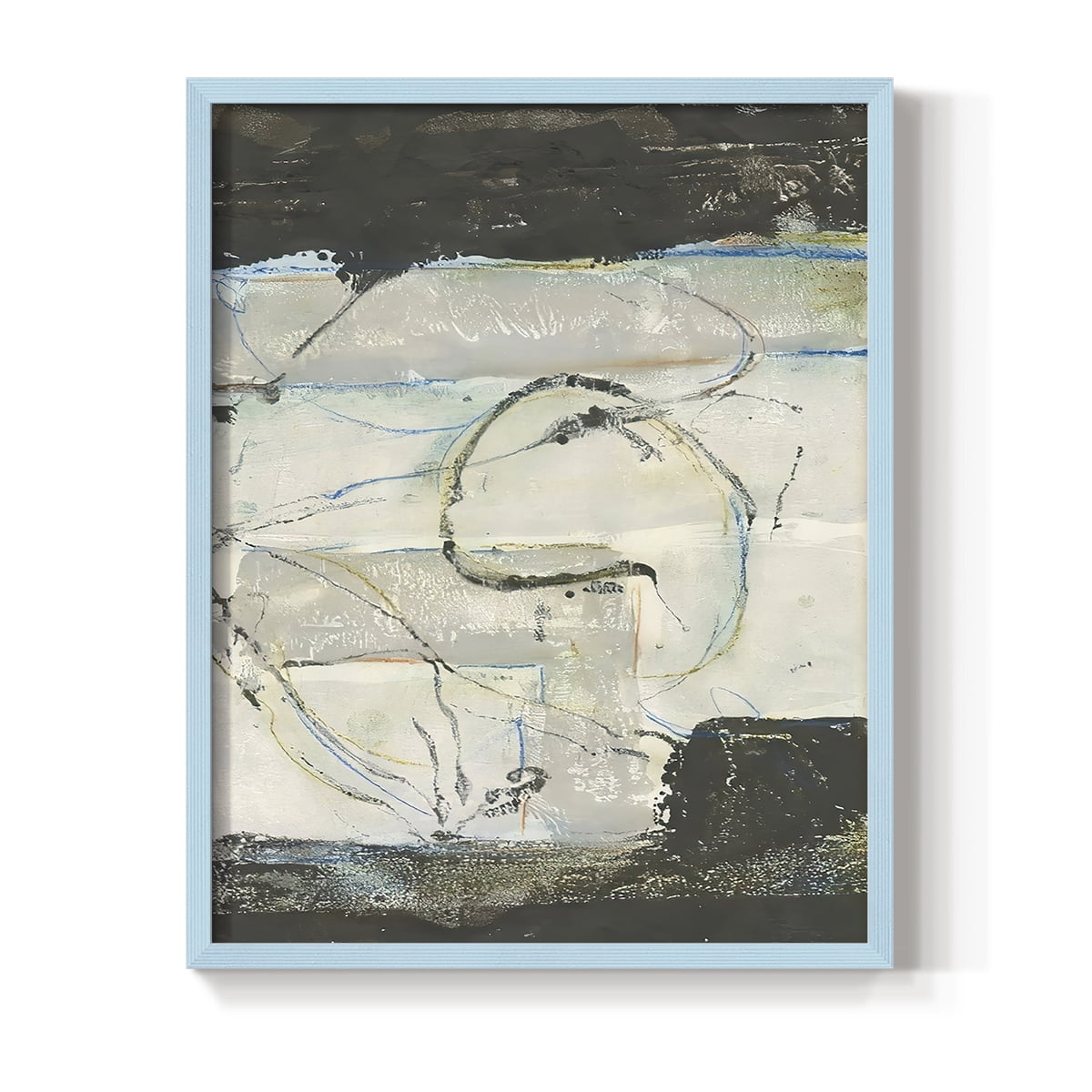 Continuing Energy I Framed Print in Blue Solid Wood Framed Print No Nail Hanging