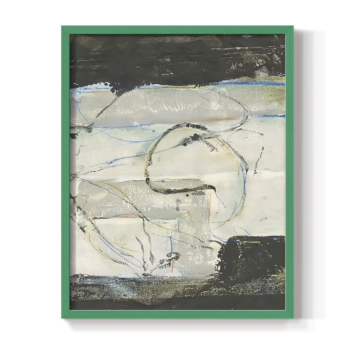 Continuing Energy I Framed Print in Green Solid Wood Framed Print No Nail Hanging