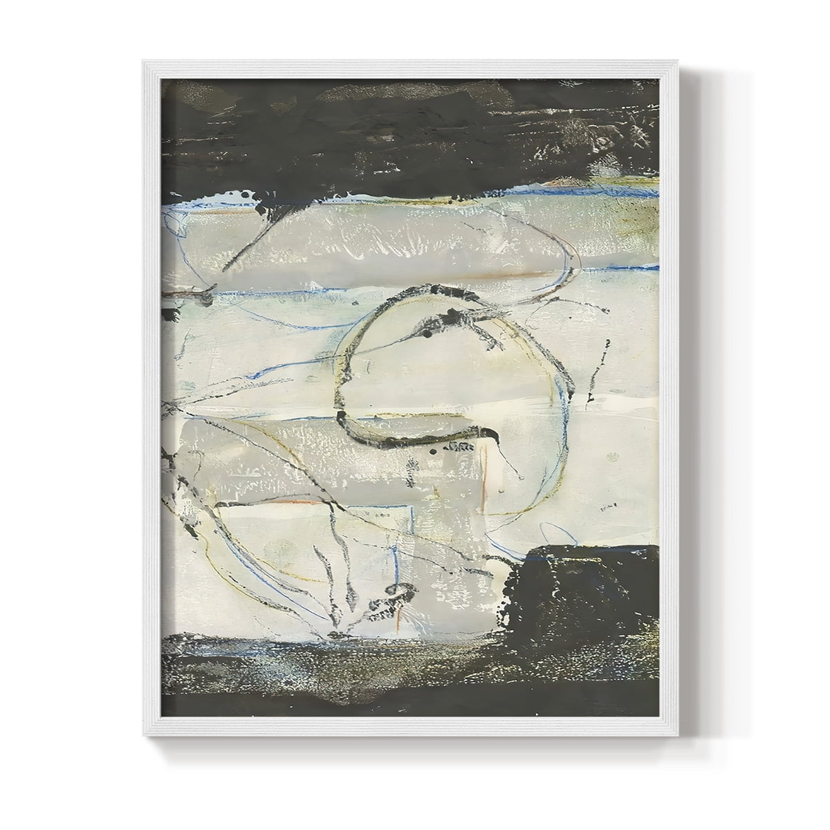 Continuing Energy I Framed Print in White Solid Wood Framed Print No Nail Hanging