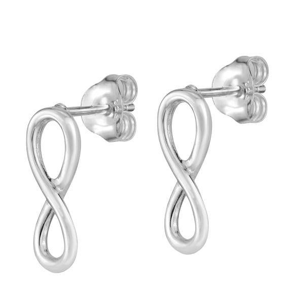 Continuity Infinity Number 8 Loop Sterling Silver Post Earrings